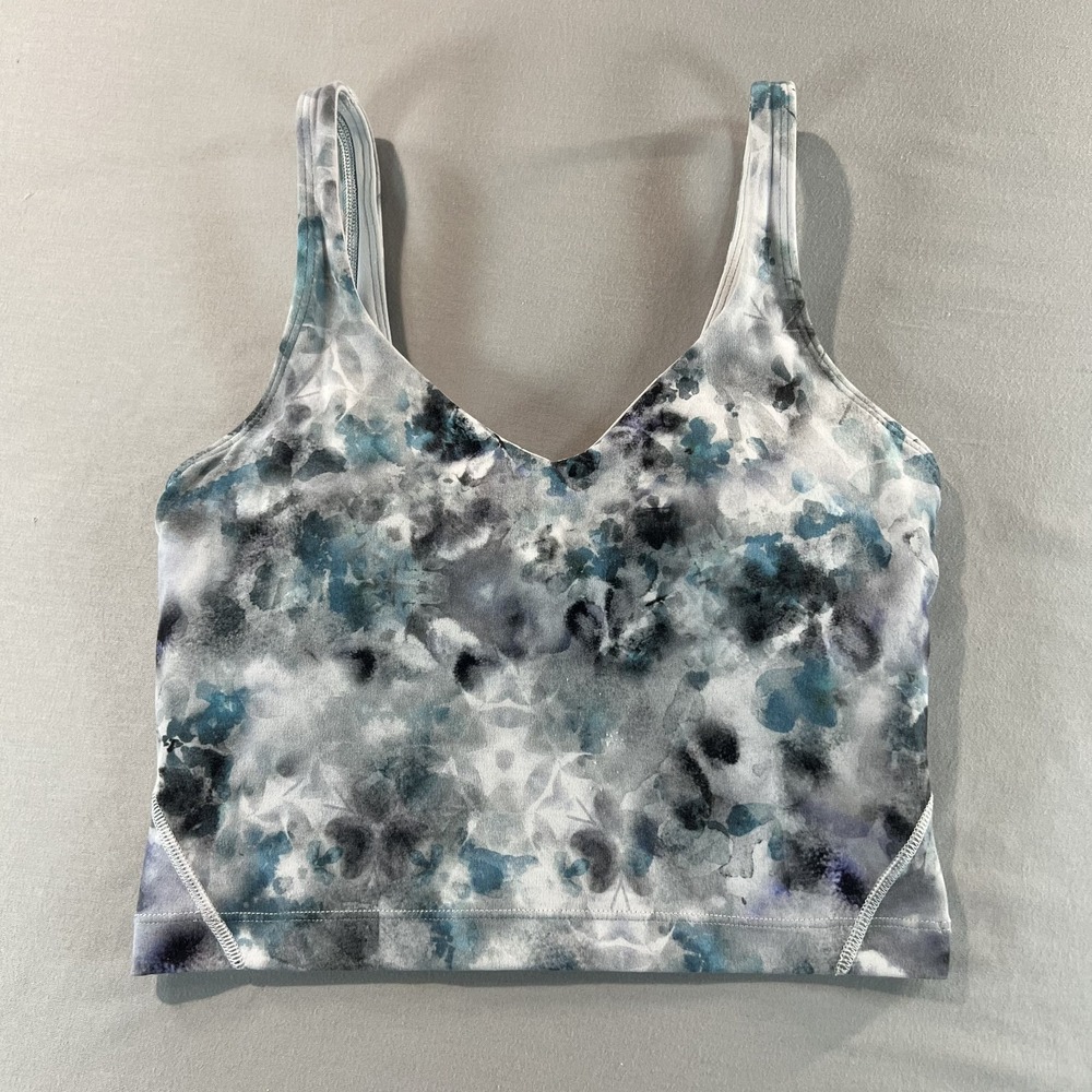 Lululemon Size 4 Watercolor Print Built-In Bra Tank‎ Top Yoga Activewear